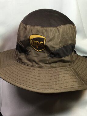 UPS United Parcel Service Boonie Bucket Sun Hat Brown Neck Cover Strap Size L/XL